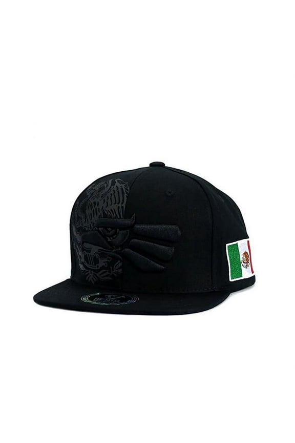 Mexican Hat Black Eagle Aguila Flag Flat Bill Baseball Cap