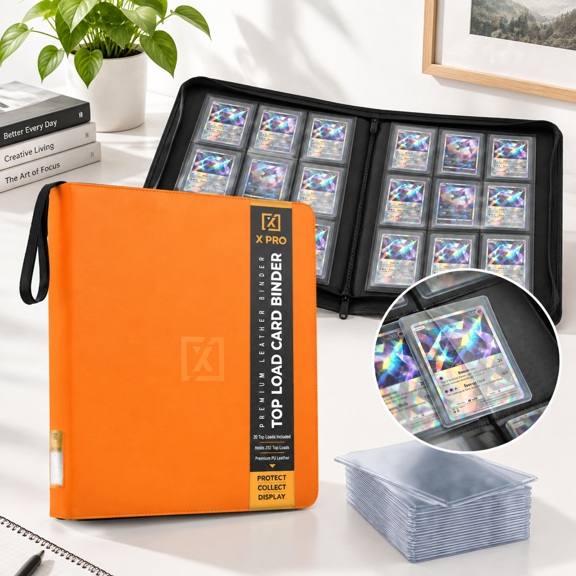 Top Load Card Binder for TCG & Sports Cards, Orange, 16.50 x 13.94 x 1.97 Inches