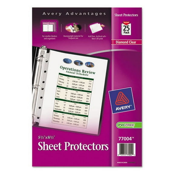 "Top Load Sheet Protector, Heavyweight, 8.5 x 5.5, Clear, 25/Pack | Bundle of 10 Packs"