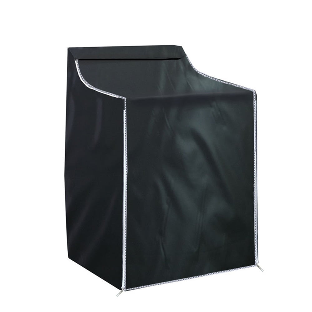 Top Load Washing Machine Cover Laundry Dryer Protect Cover Dustproof Waterproof Zipper Design for Easy Use Fit for Most Front-loading Machine(210D black coated with silver)