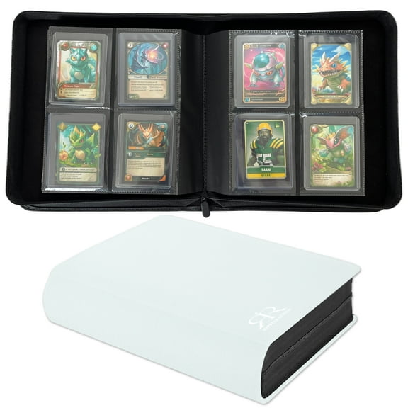 Top Loader Card Binder - Holds 160 Top Loaders - ROTHRATHER 4 Pocket Top Loader Card Storage with Sleeves for 3" x 4" Card Holders for Trading Cards or Sports Cards (4 Pockets, White)