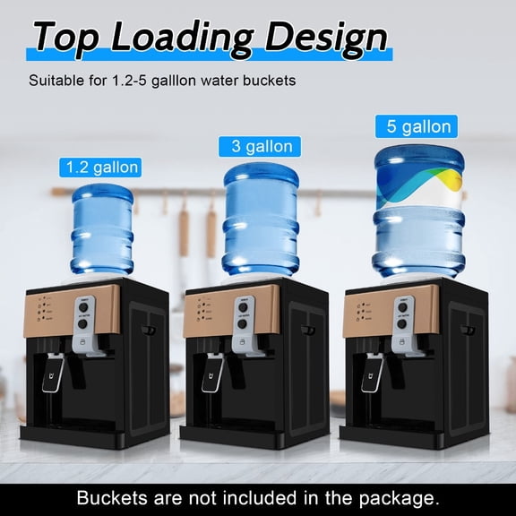 Top-Loading Countertop Electric Water Cooler Dispenser - Auto Hot & Cold Control for Office Desk, Bedside Cabinet & Tea Table