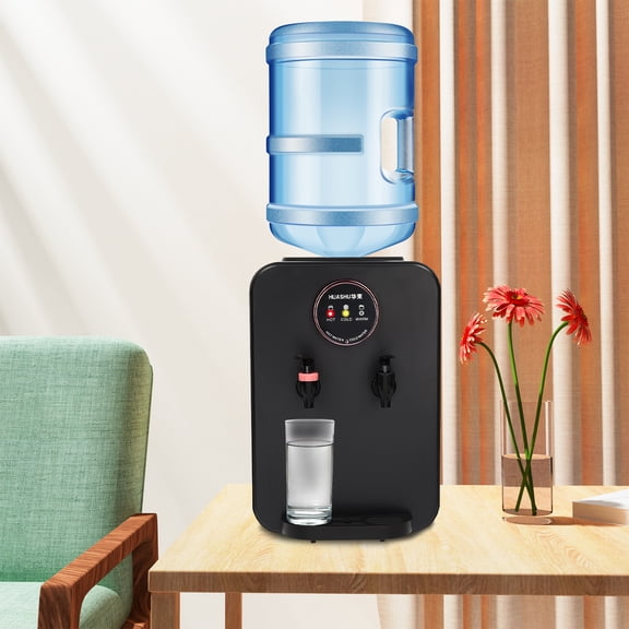 Top Loading Water Cooler, Countertop Hot/Cold Water Dispenser, 110V Premium Water Dispenser with Hot Cold and Room Temperature Water,Black,Applicable Bucket Capacity 4.5-18.9L/1.19-4.99gal