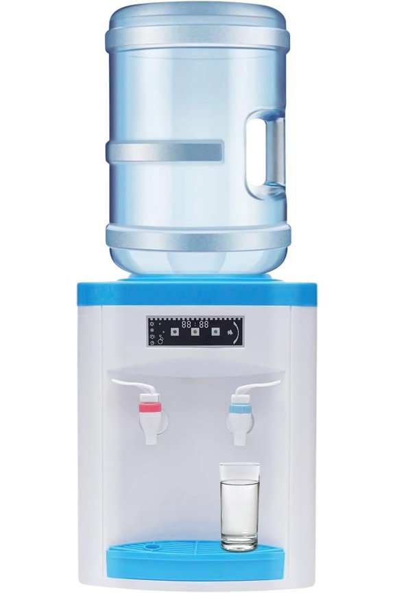 Top Loading Water Cooler Dispenser, 5-Gallon 110V Top Loading Countertop Water Cooler Dispenser, Electric Hot and Cold Dispenser, PP Shell and Stainless Steel Construction White