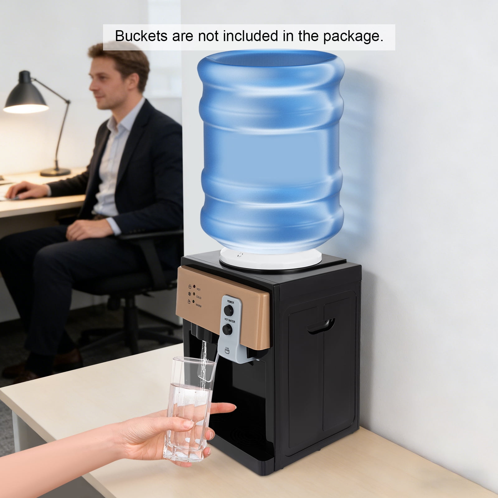 Top Loading Water Cooler Dispenser - 550W Desktop Electric Hot and Cold Dispenser, 3 Temperature Settings Boiling Water, Normal Ice Water（46-59℉） for 1 to 5 Gallon Bottles Home, Office