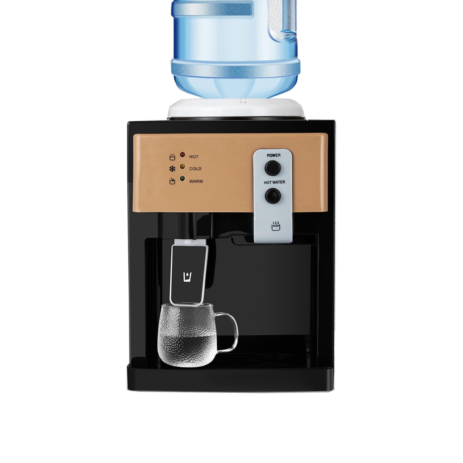 Top Loading Water Dispenser for 1- 5 Gallon Bottle, 550W Desktop Hot & Cold Cooler, Electric 3 Temperature Settings with Ice Water (46-59℉) & Boiling, for Home Office Gold