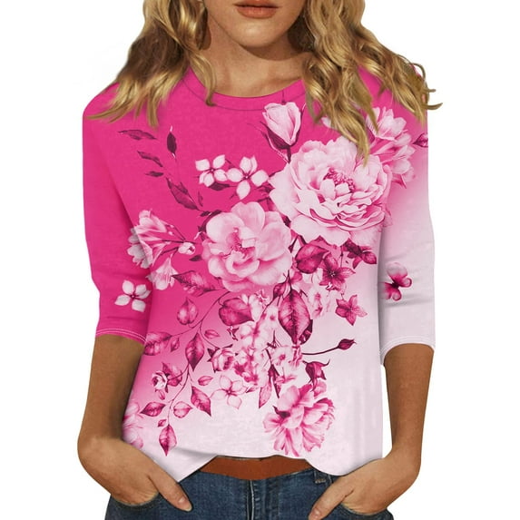 Top Long Sleeve Shirt Tuxedo Shirt Y2K Crop Top Long Sleeve Graphic Tees for Women Color Block Tops for Women Vintage Bowling Shirt Hawaiian Shirt Womens Tops Dressy Printed Pink Xxl