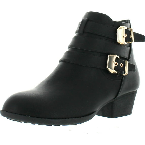 Top Moda CL-14 Women's Buckle Straps Stacked Low Heel Ankle Booties