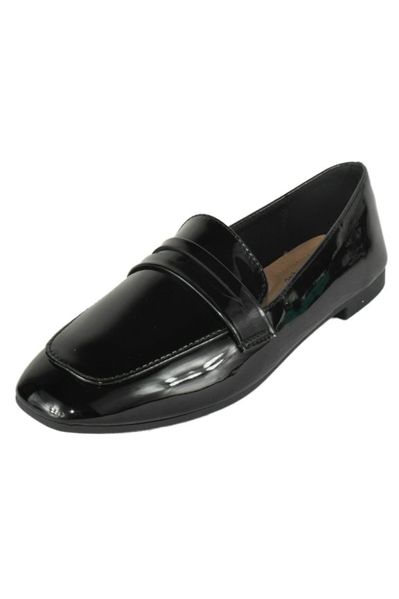 Comfort Shoes Women Ballet Flat Almond Toe BoyFriend Style Slip On Loafers HARRIET-8 Black Patent 6.5