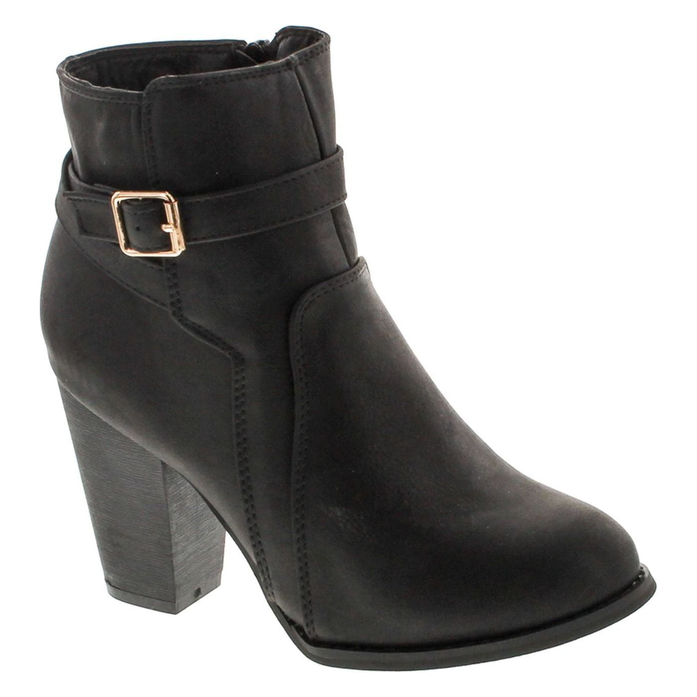 Top Moda DEMO-6 Women's Buckle Chunky Stacked Heel Ankle Booties ...