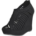 thumbnail image 1 of Top Moda Denver-1 Women's Bird Cage Gladiator Wedge Heel Sandals Platform Shoes Black 6.5, 1 of 5