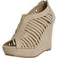 thumbnail image 1 of Top Moda Denver-1 Women's Bird Cage Gladiator Wedge Heel Sandals Platform ShoesTop Moda Denver-1 Women's Bird Cage Gladiator Wedge Heel Sandals Platform Shoes BEIGE 8.5, 1 of 5