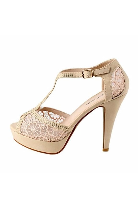 HY-5 Ankle Buckle T-Strap Peep Toe Stiletto Shoes