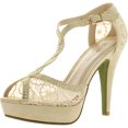 thumbnail image 1 of Top Moda HY-5 Formal Evening Party Lace Ankle T-Strap Peep Toe Stiletto High Heel Pumps, 1 of 4