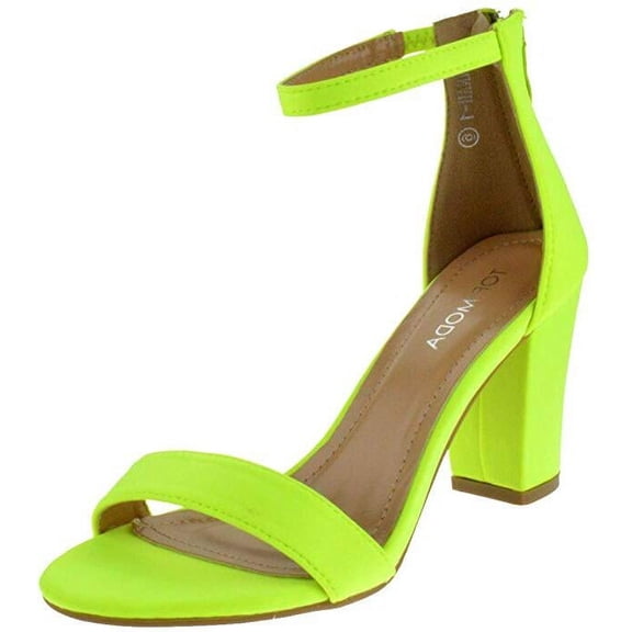 Top Moda Hannah-1 Neon Yellow Ankle Strap High Block Heel Open Toe Heeled Sandal (Neon Yellow, 6.5)
