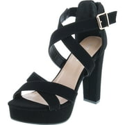 Top Moda Lovely-86 Womens Peep Toe Platform Chunky High Heel Closed Back Sandals