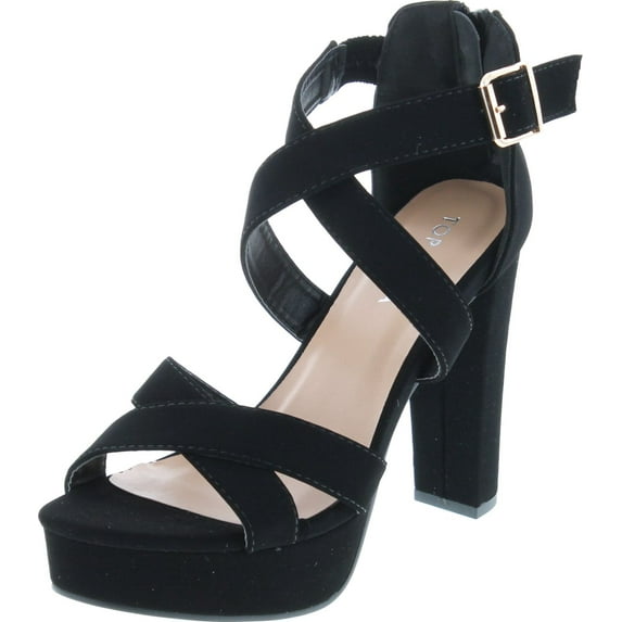 Top Moda Lovely-86 Women's Peep Toe Platform Chunky High Heel Closed Back Sandals