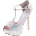 thumbnail image 1 of Top Moda Meadow-1 Women's Rhinestone T-Strap Stiletto Heel Glittery Platform Pumps, 1 of 7