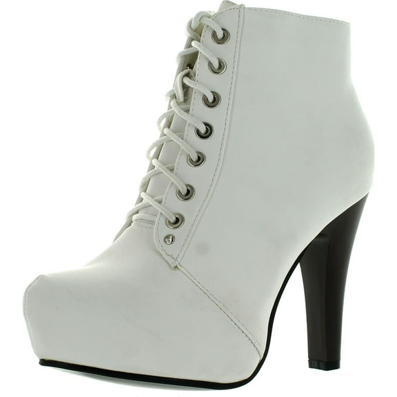 Top Moda POLISH-6 Womens Lace-up Hidden Platform Ankle Boots