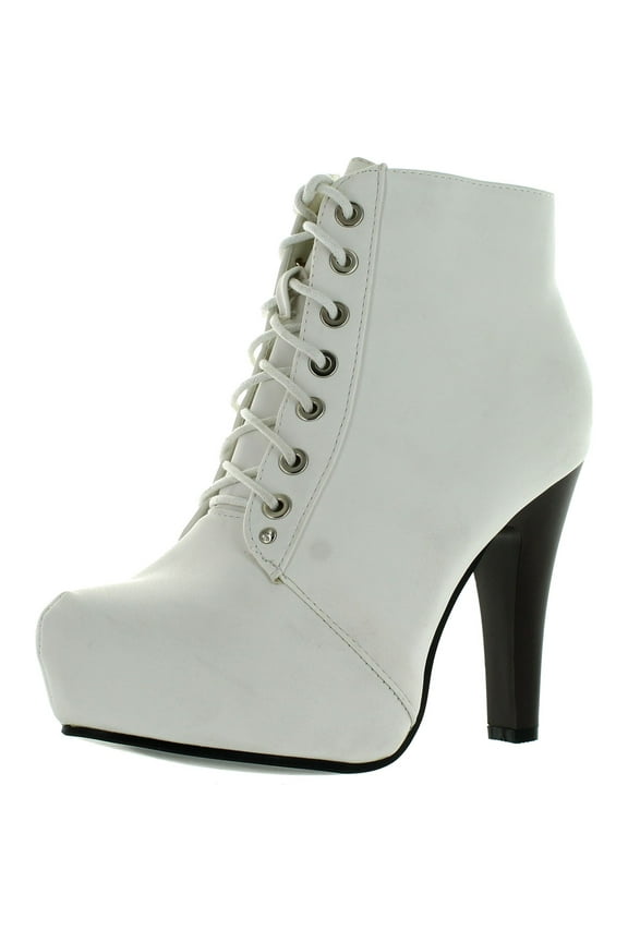 POLISH-6 Womens Lace-up Hidden Platform Ankle Boots