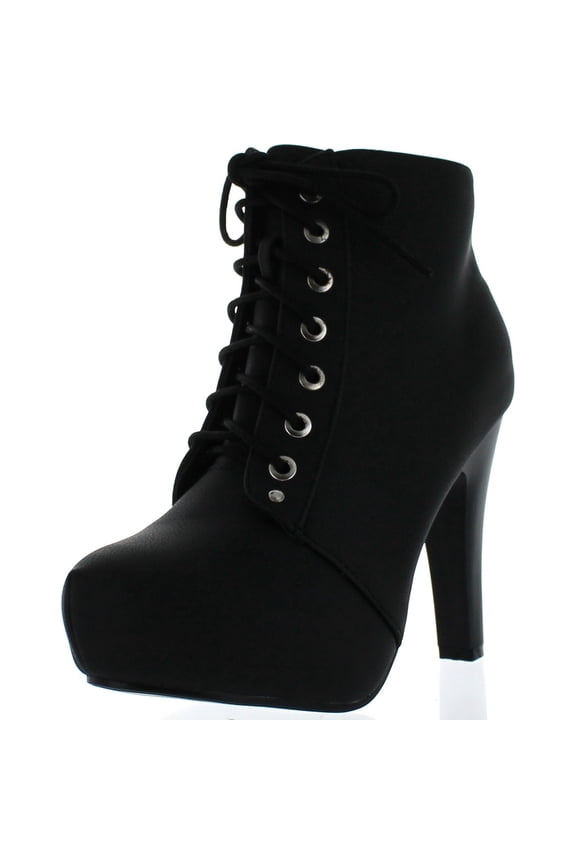 Polish-6 Womens Lace-Up Hidden Platform Ankle Boots