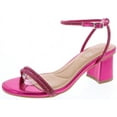 thumbnail image 1 of Top Moda Shoes Women Block Short Heels Open Toe Ankle Strap Bling Rhinestone CITY-1 Hot Pink Fuchsia Metallic 8.5, 1 of 3