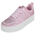 thumbnail image 1 of Top Moda Shoes Women Fashion Platform Sneakers Crystals Rhinestone Bling Lace Up BOSTON-1 Pink 8.5, 1 of 5