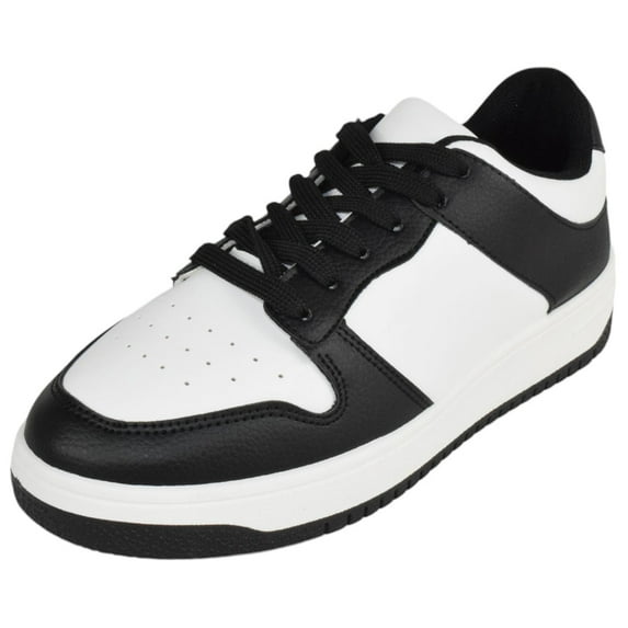 Top Moda Shoes Women Fashion Sneakers Two Tone Lace Up Sporty Design MONTANA-3 Black / White 7.5