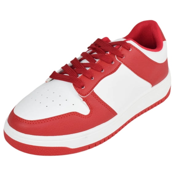 Top Moda Shoes Women Fashion Sneakers Two Tone Lace Up Sporty Design MONTANA-3 Red / White 7.5