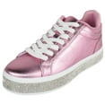 thumbnail image 1 of Top Moda Shoes Women Flat Fashion Platform Sneakers Crystals Rhinestone Bling Lace Up AERIE-1 Metallic Pink 10, 1 of 5