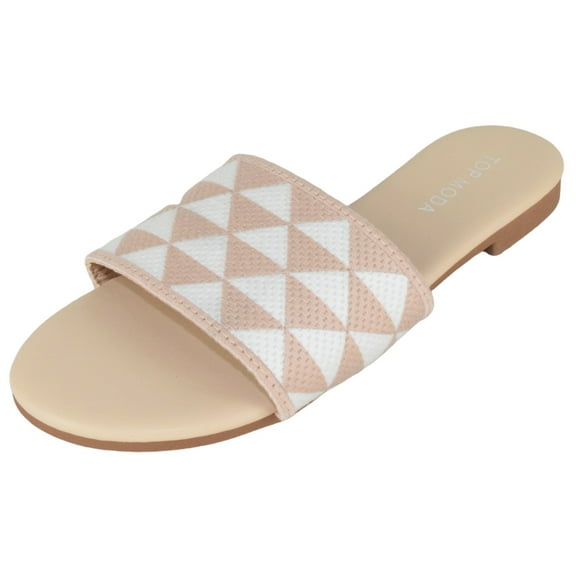 Top Moda Shoes Women Flip Flops Patterned Sandals Casual Slide Slides ONO-5 Beige Skin Nude 9