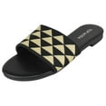thumbnail image 1 of Top Moda Shoes Women Flip Flops Patterned Sandals Casual Slide Slides ONO-5 Black/Beige 11, 1 of 3