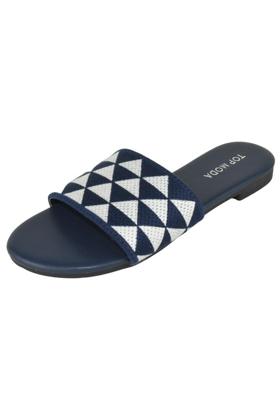 Shoes Women Flip Flops Patterned Sandals Casual Slide Slides ONO-5 Dark Blue Navy 10