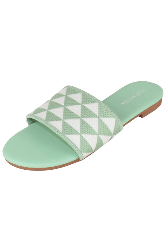 Shoes Women Flip Flops Patterned Sandals Casual Slide Slides ONO-5 Green Mint 10