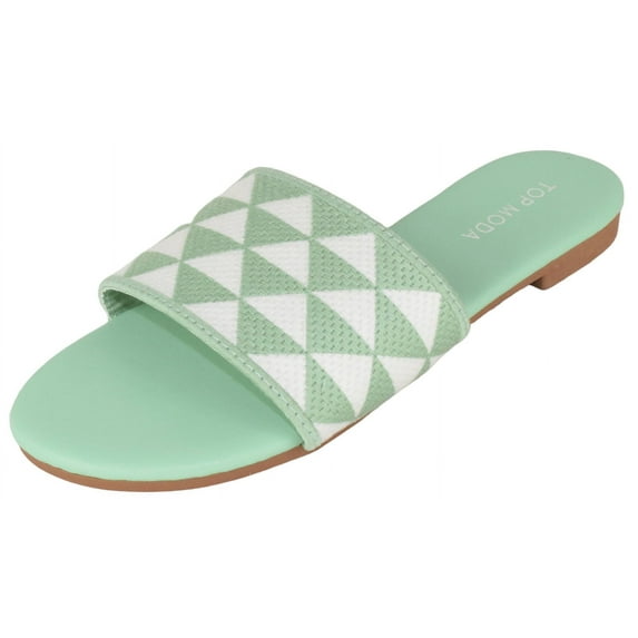 Top Moda Shoes Women Flip Flops Patterned Sandals Casual Slide Slides ONO-5 Green Mint 5.5