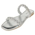 thumbnail image 1 of Top Moda Shoes Women Flip Flops Sandals Double Strap Slide Bling Rhinestone Crystals Formal LIZ-9 Silver Metallic 11, 1 of 2