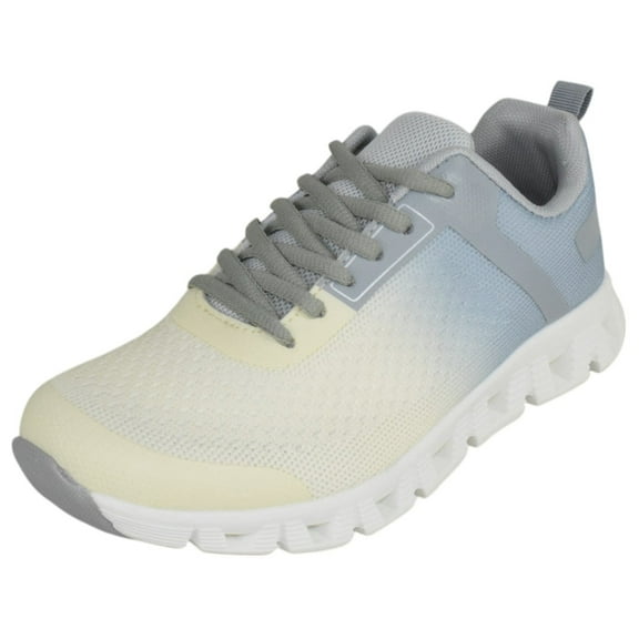 Top Moda Shoes Women Light Weight Breathable Knit Walking Sneakers Mesh Lace Up TAMPA-5 Yellow Gray-ish 6