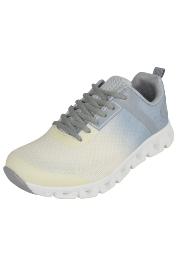 Shoes Women Light Weight Breathable Knit Walking Sneakers Mesh Lace Up TAMPA-5 Yellow Gray-ish 9