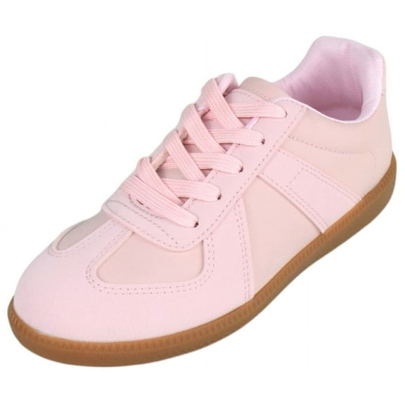Top Moda Shoes Women Light Weight Fashion Sneakers Lace Up Rubber Sole MARIAM-1 Pink 8.5