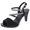 thumbnail image 1 of Top Moda Shoes Women Stiletto Heels Open Peep Toe Ankle Strap Bling Rhinestone Glitter PAMELA-1 Black 6.5, 1 of 4