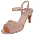 thumbnail image 1 of Top Moda Shoes Women Stiletto Heels Open Peep Toe Ankle Strap Bling Rhinestone Glitter PAMELA-28 Rose Gold 8, 1 of 3