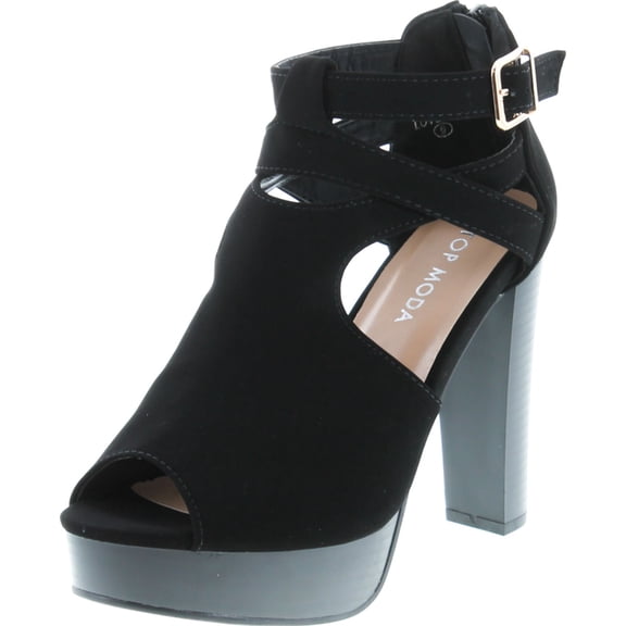 Top Moda Shoes Women's Lovely-90 Peep Toe Platform High Heels Criss Crossed Straps Back Zipper