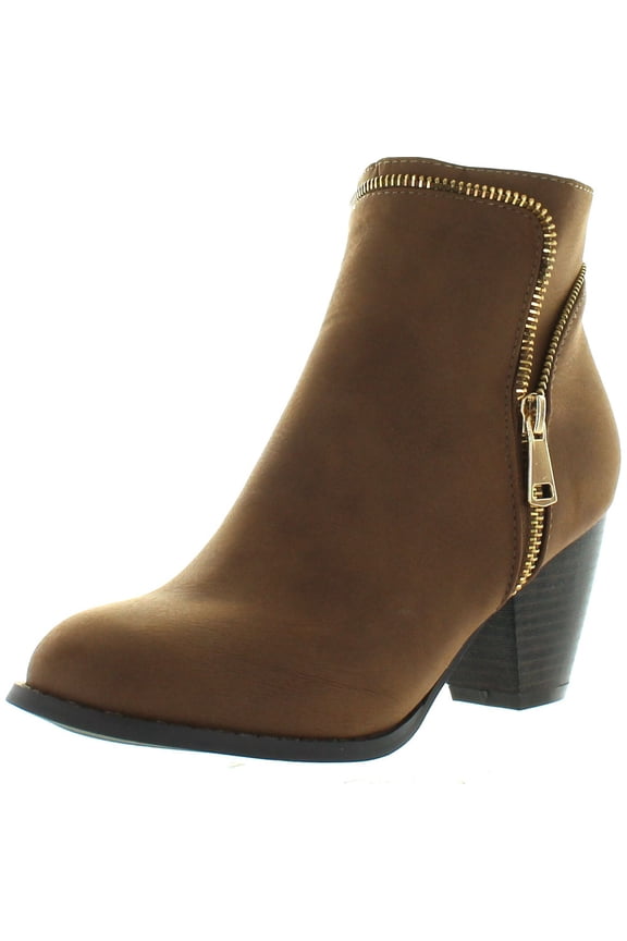 TAIL-4 Women's Zippper Trim Stacked Block Heel Ankle Booties
