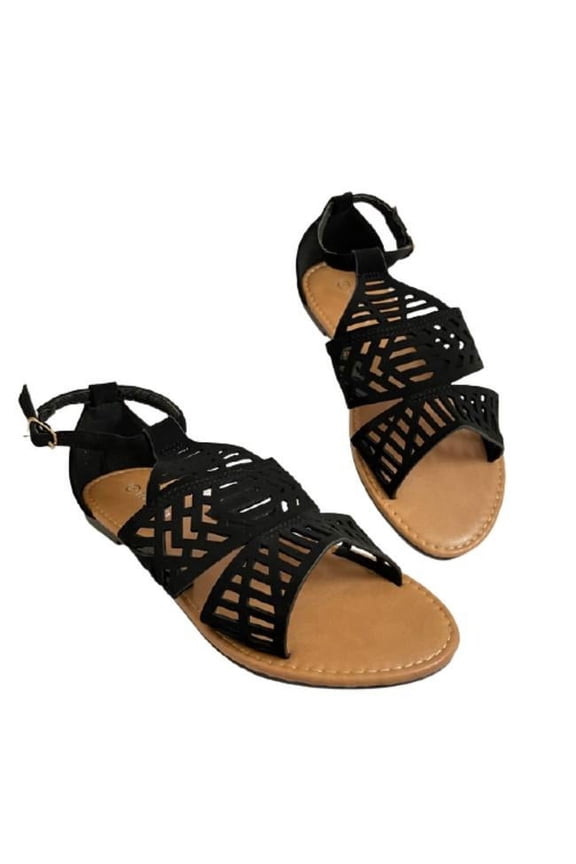 Wall-1 Women's Casual Cutout Strappy Flat Sandals