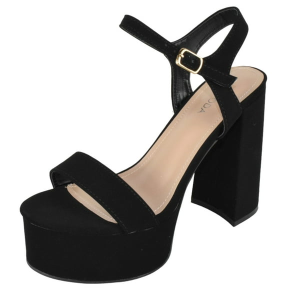 Top Moda Women Block Chunky Thick High Heels Sandals Open Toe Platform Ankle Strap Strappy JASMINE-1 Black Nubuck Suede 9