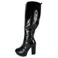 thumbnail image 1 of Top Moda Women Chunky Block Knee High Boots High Heel Platform Side Zipper DALE-25 Black Patent 6, 1 of 4