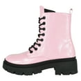 thumbnail image 1 of Top Moda Women Combat Army Style Boots Lace Up Side Zipper Lug Sole Platform Booties Light Pink Patent 9, 1 of 4
