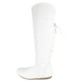 thumbnail image 1 of Top Moda Women Knee High Boots Back Lace Flat Heel Side Zipper Round Toe Bank-37 White 8, 1 of 5