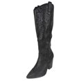 thumbnail image 1 of Top Moda Women Knee High Boots Block High Heels Rhinestone Bling Glitter Side Zipper Pointed-Toe IMOGEN-38 Black 6, 1 of 5