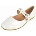 thumbnail image 1 of Top Moda Women Mary Jane Flats Buckle Strap Square Toe Comfort Dress Ballet Shoes PONGO-36 White Patent 7.5, 1 of 5